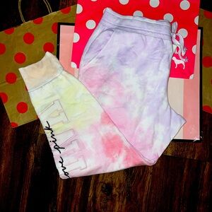 NEW VS PINK SIZE XXL PASTEL WATERCOLOR TIE-DYE SKINNY JOGGER.